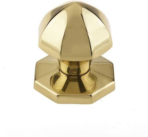 Sandleford Octagonal Dart Centre Front Door Knob Handle Polished Brass 77mm Base - Picture 4 of 5