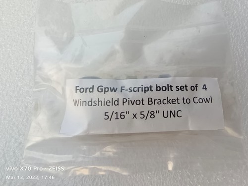 Jeep Ford Gpw WW2 F Script 16 Location (Set Of 107 Bolts ) high quality repro - Picture 19 of 23
