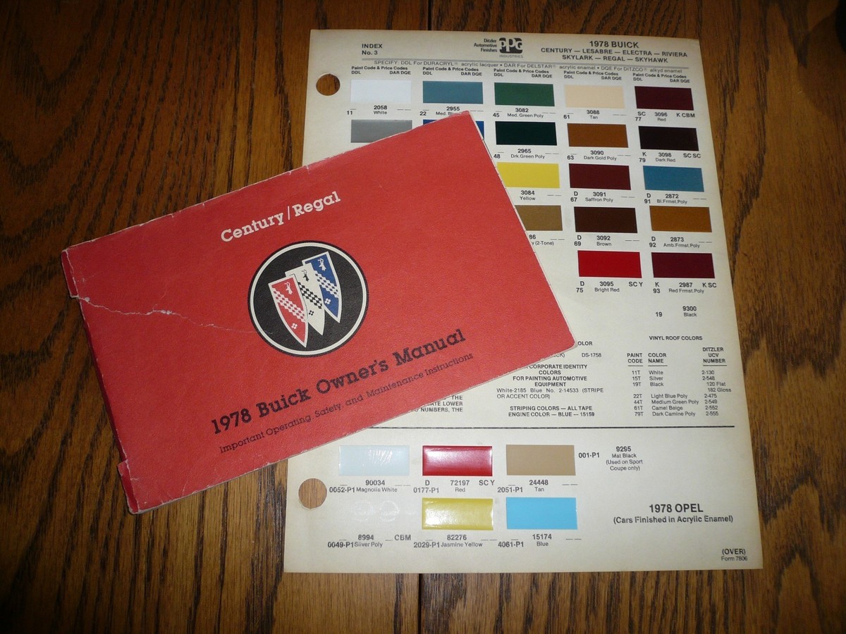 ボニック 7本ジェル付き 1978 Buick Regal Century Owner's Manual & Ditzler Paint Chips
