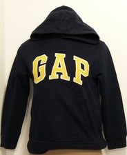 Navy Blue Gap Kids Embroidered Yellow Logo Pullover Sweatshirt Hoodie Youth L