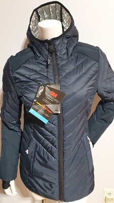 NEW PAJAR COLLETTE QUILTED PUFFER THINSULATE NAVY HOOD JACKET SIZE S
