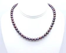Black Tahitian Freshwater Pearl Choker Necklace, 8mm Pearls, High Luster! AAA