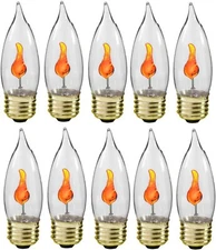 Creative Hobbies® 3W Flicker Flame Light Bulb-Flame Shaped, Stdard Base -10 Pack
