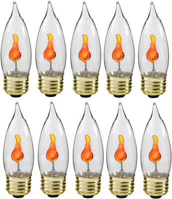 Creative Hobbies  3W Flicker Flame Light Bulb-Flame Shaped, Stdard Base -10 Pack