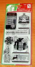 CLEAR ACRYLIC INKADINKADO DOUBLE STAMP SET TAGS  WISHES  Gift wrk CTMH blk