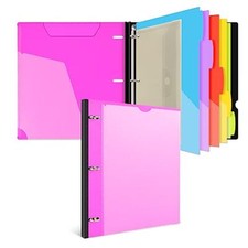 Telescoping Project Organizer Binder,13 Pocket 3-Ring Folder Binder with Pink