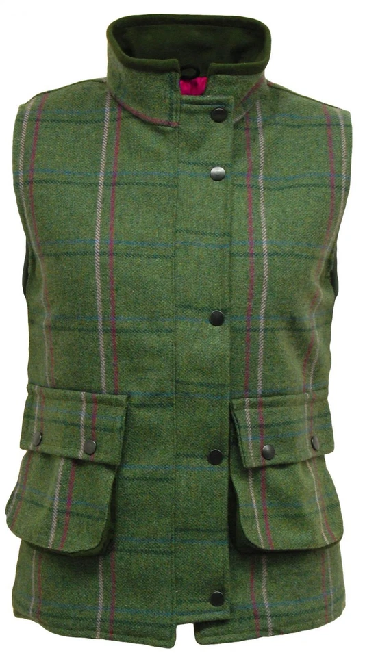 Womens Game Ruby Teflon Coated Tweed Gilet Quilted Pink Lined Bodywarmer - Image 3 of 4