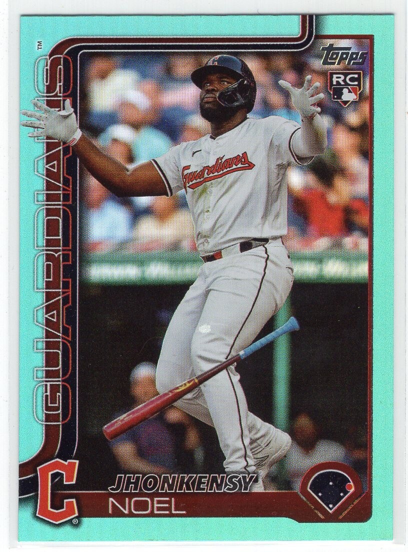 Jhonkensy Noel 2025 Topps Series 1 Aqua Rainbow Foil SP RC #24 - Cleveland
