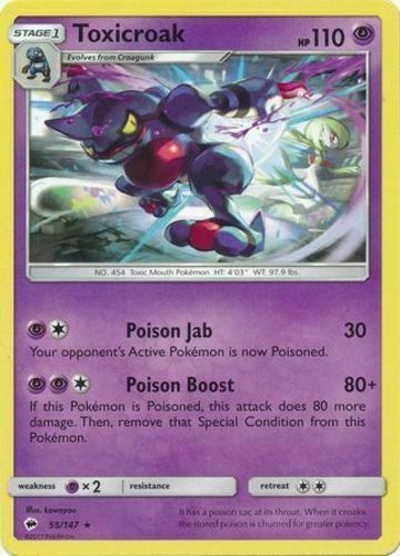 Toxicroak 55/147 Burning Shadows Rare Near Mint Pokemon DNA GAMES