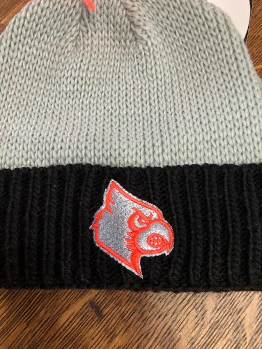 WOMENS ADIDAS LOUISVILLE CARDINALS POM BEANIE HAT GRAY/PINK  display picture 2
