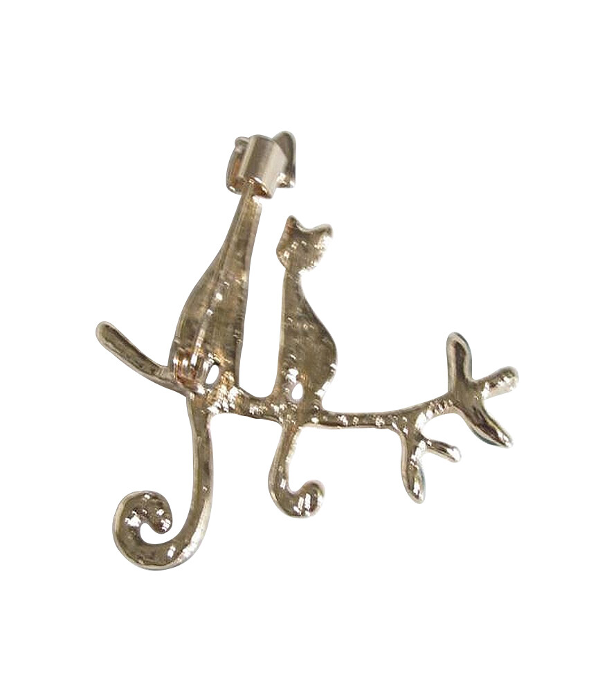 Broche fantaisie unchat de profil à rayures blanc et noir fait main