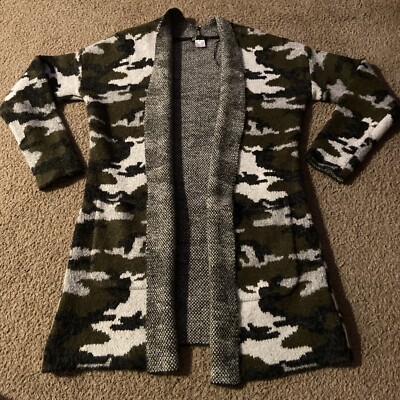 Women s Venus Open Front Camouflage Cardigan Sweater - Green, Size M