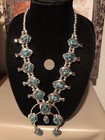 Native Jeweler Genuine ROYSTON Turquoise Nuggets Squash Blossom Necklace — photo 2