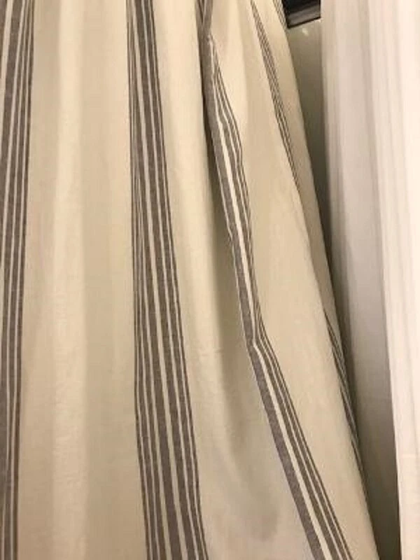 Juego de 2 cortinas a rayas Pottery Barn Riviera gris carbón 50x 84 par de algodón nuevo🦩 Foto 2 de 2