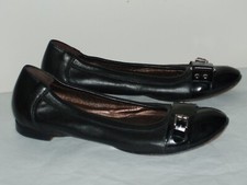 AGL Attilio Giusti Leombruni Buckle Cap Toe BLACK LEATHER Ballet Flat SIZE 36.5