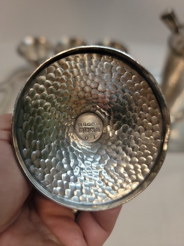 1920's E.G.W. & S Silver Cocktail Bar Set Pitcher, Tray and 6 Goblets Wine Set - Picture 8 of 19