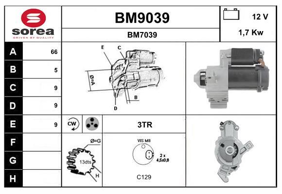 Démarreur SNRA BM9039 pour restaurer le lancement du moteur BMW 1