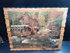 <!--F#f_0-->Vintage Watermill River House picture clock 21.5”x17”x1” Parts or Repair broken<!--F/-->