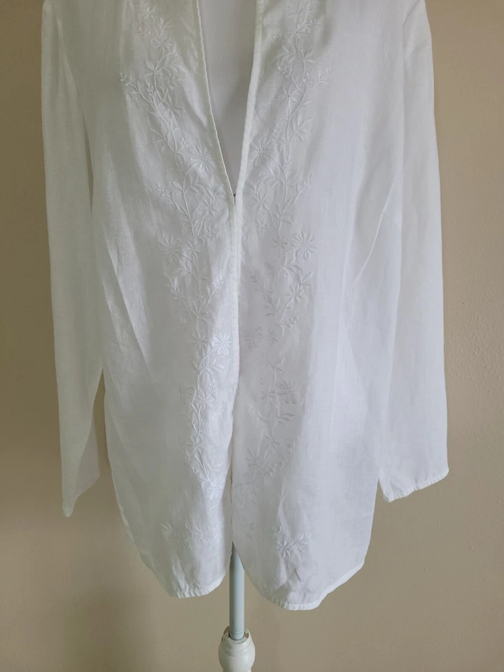 LAUREN RALPH LAUREN Women’s Plus Jacket Long Sleeve Linen Embroidered.Size 14W - Image 3 of 4