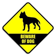 Beware of Dog Pitbull Warning Vinyl Sticker - SELECT SIZE