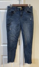 Democracy Ab Technology Jeans Women  s Sz 6 Distressed Medium Wash Frayed Hem