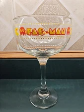 Vintage 1980 Pac-Man Glass Goblet Bally Midway Mfg 10.25" Tall
