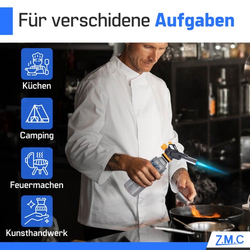 Gasbrenner Bunsenbrenner Lötlampe Lötbrenner Gasanzünder + 10 Gaskartuschen 227g - Bild 8 von 9