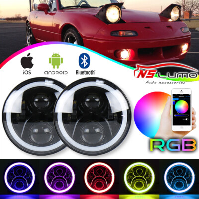 Led 7 Headlight Bluetooth Rgb Halo Light For 1990 97 Mazda Miata Mx5 Mx 5 H6024 Ebay