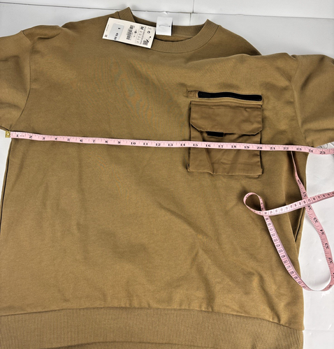 Zara Men's Oversized Sweatshirt Sz M Biege Longsleeve Cargo Pocket NWT - Picture 10 of 15