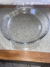 Anchor Ovenware Deep Pie Dish Clear 1 qt 9" Diameter Fluted with Handles 1075