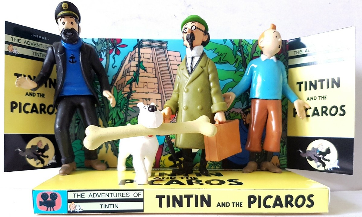 TINTIN Comic Action Figure Set on AND THE PICAROS Custom Display