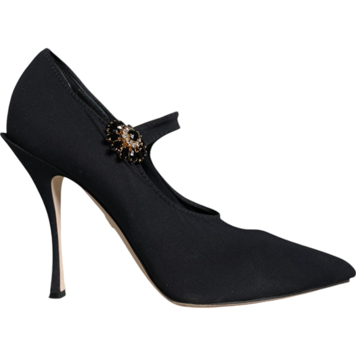 DOLCE GABBANA Shoes Black Mary Jane Jersey Crystal Pumps US9  970usd