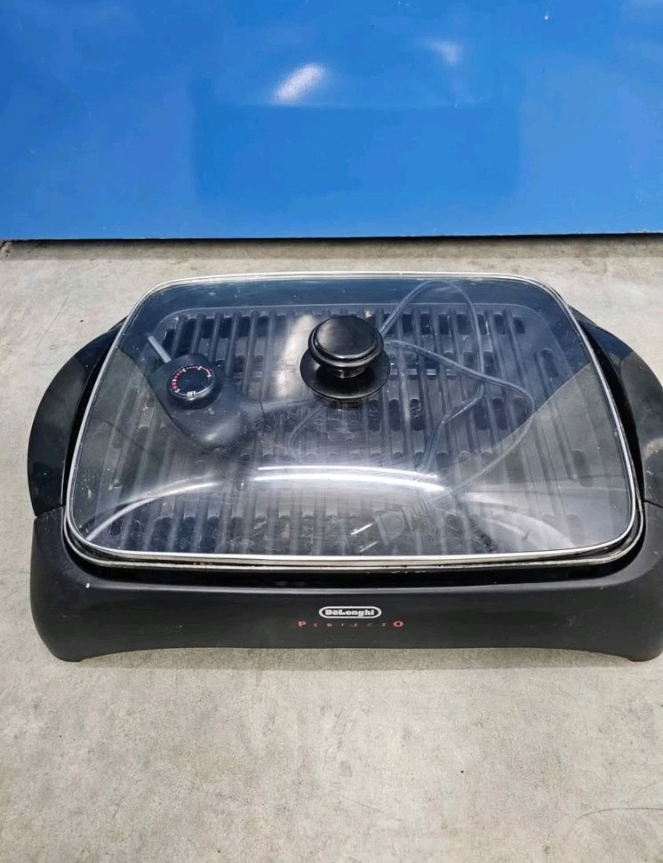 Delonghi Perfecto BG24 Electric Skillet Non-Stick Black Grill w/Glass Lid