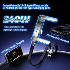 2-in-1 Invisible Holder Charger Cable  240W Fast Charging Cord with Phone Stand