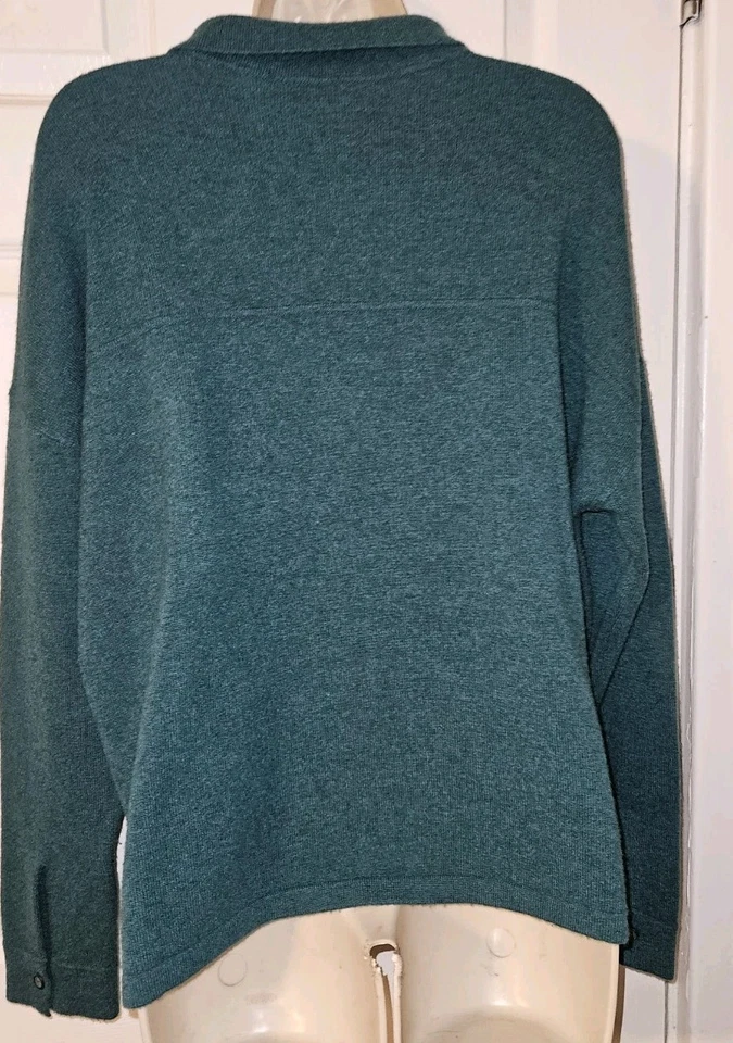 Cárdigan Suéter GARNET HILL Cachemir Talla L Cuello Jersey Verde Defecto Foto 2 de 4