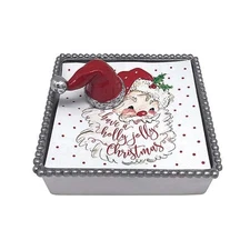 New in Box - Mariposa Red Santa Hat Beaded Napkin Box