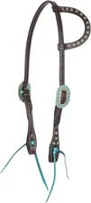 Martin Saddlery Copper Patina Turquoise Headstall - Single Ear Horse Tack