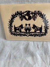 older sealed paper cutting of 2 SCOTTIES SCOTTYS & globe favor 1999 WEE Scots