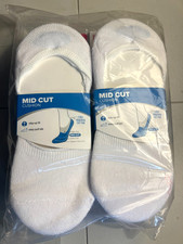 Peds Ultra Mid-Cut No Show Socks Gel Tab White Women's 12 Pair Size 5-10 Medium