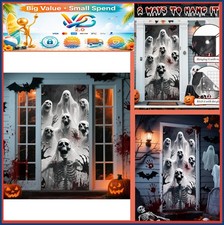 Halloween Door Cover 79x35 Inch Scary Skeleton Zombie Banner Haunted House