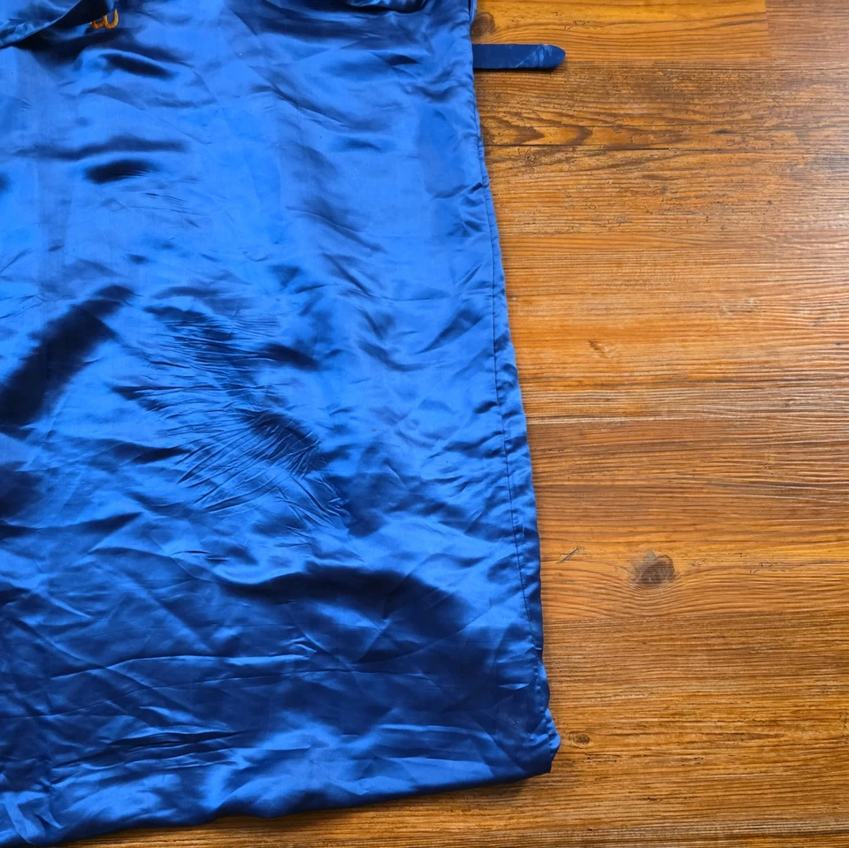 Bata de dragón vintage para mujer L/XL azul bordada seda estilo kimono ropa de salón Foto 4 de 4