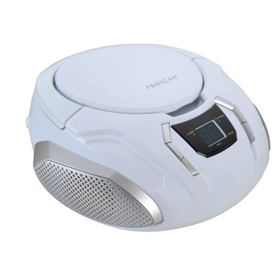 Proscan Elite Portable CD Boombox with AM/FM Radio - White portable, white