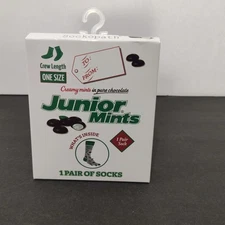 Junior Mints Crew Socks~One Pair~Fits Men 8-12 Or Women 9-14-Gift Box Sockopath