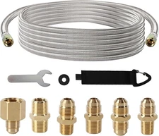 36 FT Propane Hose Extension High Pressure Braided 36 FT, Silver 