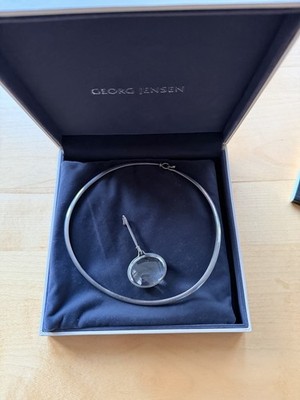 Georg Jensen Sterling Silver Torun ''Dew Drop'' Rock Crystal Necklace With Box