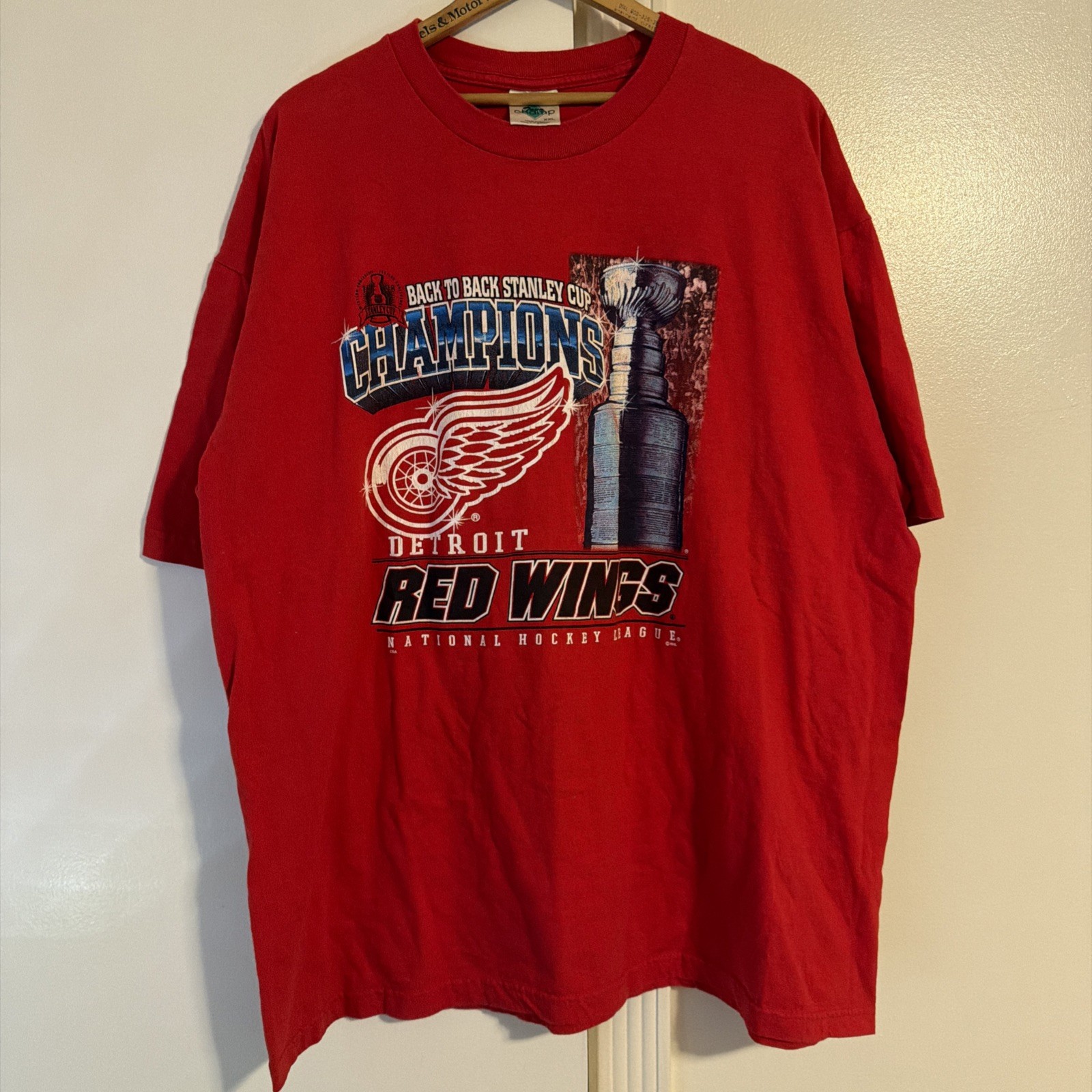 Vintage Detroit Red Wings T Shirt Mens 2XL Red Stanley Cup Champions 1998