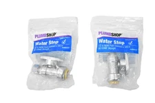 Lot of 2 PlumbShop Water Stop Valve 1/2" NOM Push Connect x 3/8"OD Comp Straight