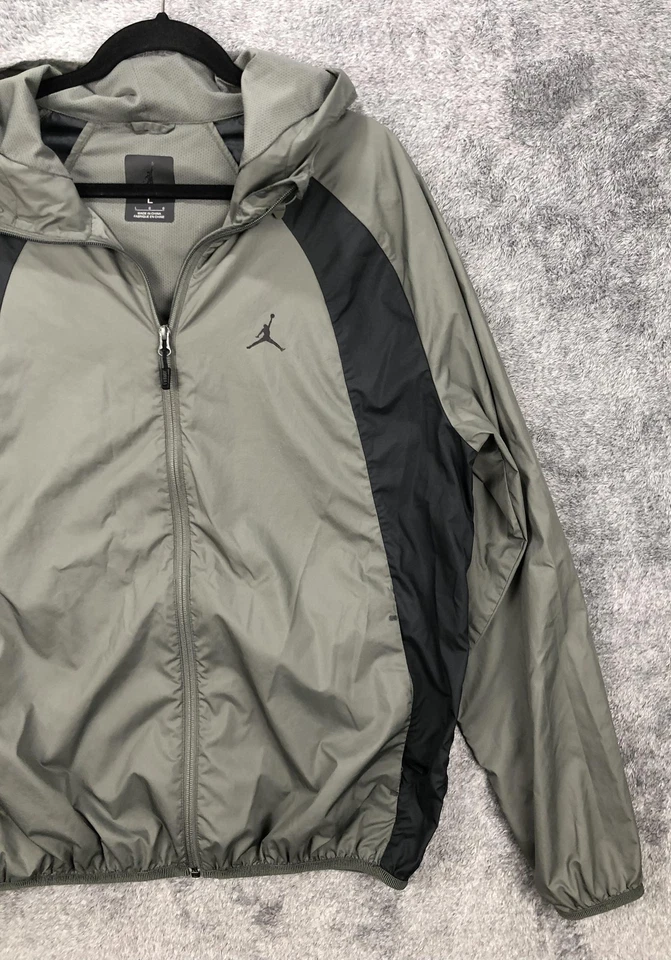 Chaqueta cortavientos Nike Jordan para hombre grande gris negra con capucha cremallera completa Jumpman Foto 3 de 4