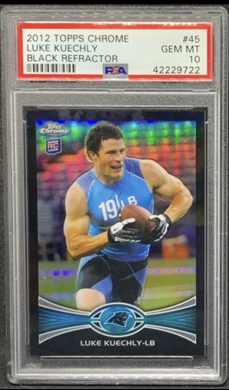 Luke Kuechly 2012 Topps Chrome BLACK REFRACTOR - HOF Rookie RC #214/299 - PSA 10