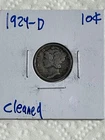 1924-D 10¢ Mercury Dime -Lightly Cleaned BUT Free Shipping!-